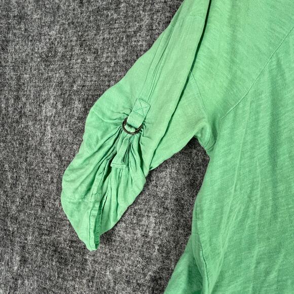 Spendid Blouse Womens Small Green Linen V‎ neck Minimal Cottage Business Casual - Picture 3 of 7